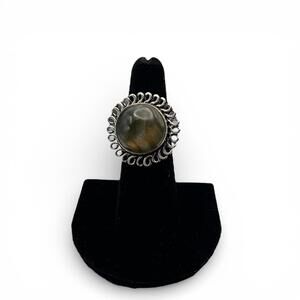 Vintage 925 Sterling Silver Labradorite Bohemian Statement Ring